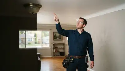 Electrician discusses home lighting options in Salt Lake City, UT during a ceiling light consultation