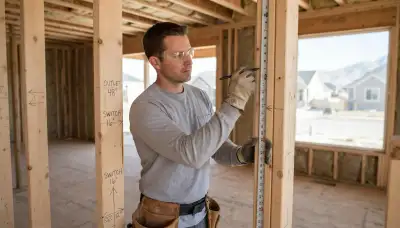 Salt Lake City electrician marking outlet heights and circuit runs for new construction rough-in wiring
