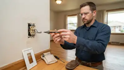 Salt Lake City electrician uses a circuit tester to diagnose a failed outlet and hidden wiring fault