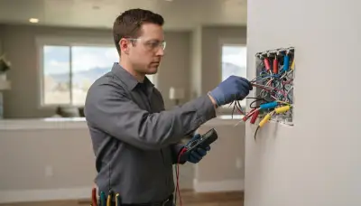 Electrician assessing lighting loads and wiring for programmable lighting in a Salt Lake City, UT home
