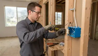 Salt Lake City, UT electrician securing electrical cable and terminating conductors in a device box