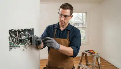 Electrician installing programmable dimmers and controller with separate load groups in Salt Lake City, UT