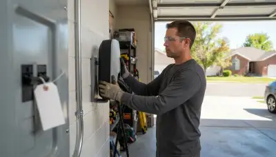 Level 2 EV charger installation with conduit and breaker panel in Bountiful, UT
