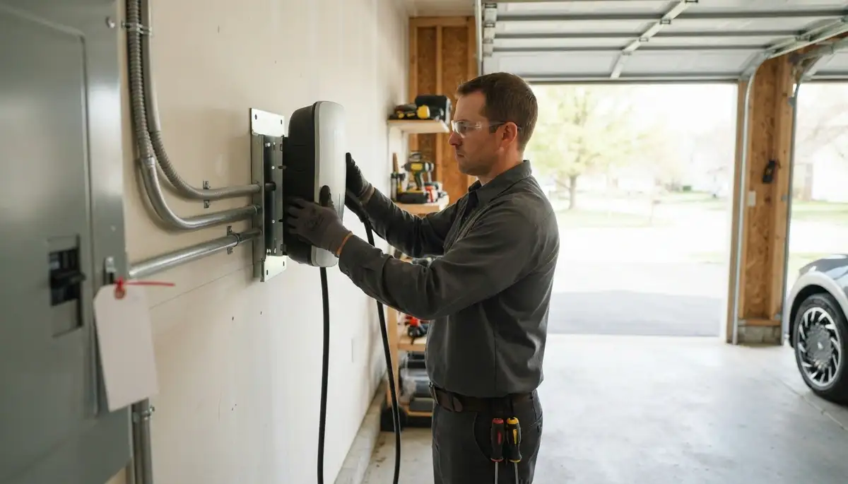 Level 2 EV charger installation on a dedicated circuit by Centerville, UT electricians
