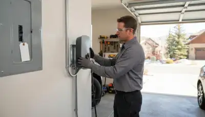 Home EV charger installation with protected conduit in a Salt Lake City, UT garage