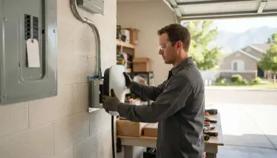 Electric vehicle charger installation at a South Salt Lake, UT home by a licensed electrician