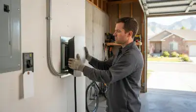 Electric vehicle charger installation in West Bountiful, UT by a licensed electrician