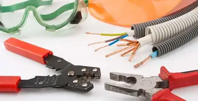 Electrical wiring repair with professional tools and safety equipment in West Jordan, UT