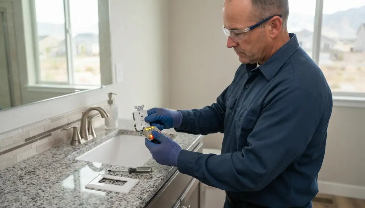 GFCI outlet providing ground-fault protection in a Herriman, UT kitchen or bathroom