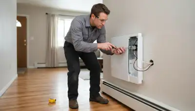 Electrician wiring a wall-mounted electric heater on a dedicated circuit in Salt Lake City, UT