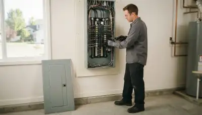Electrician upgrading an older Bluffdale, UT home electrical panel to 200 amps