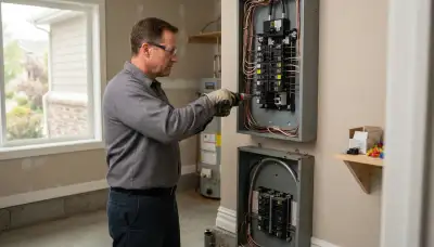 Electrician upgrading an older home's electrical panel to 200 amps in Draper, UT
