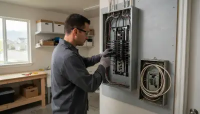 Electrician upgrading an older home's electrical panel from 100 to 200 amps in Magna, UT