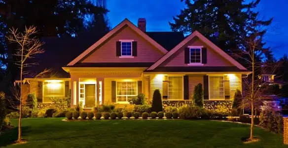 security light installation services illuminating a residential exterior at night in Salt Lake City, UT