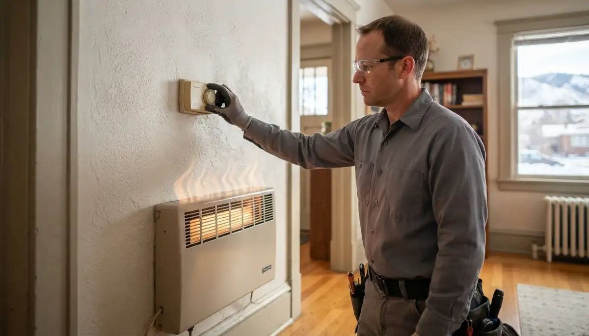 Electrician adjusts electric heater thermostat to verify proper cycling in Salt Lake City, UT